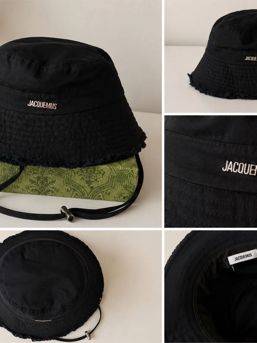 Jacquemus Black Frayed-Edge Bucket Hat